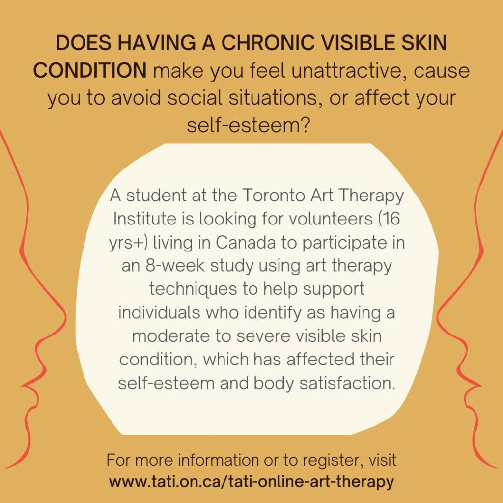 Poster for art therapy group for people living with chronic visible skin conditions