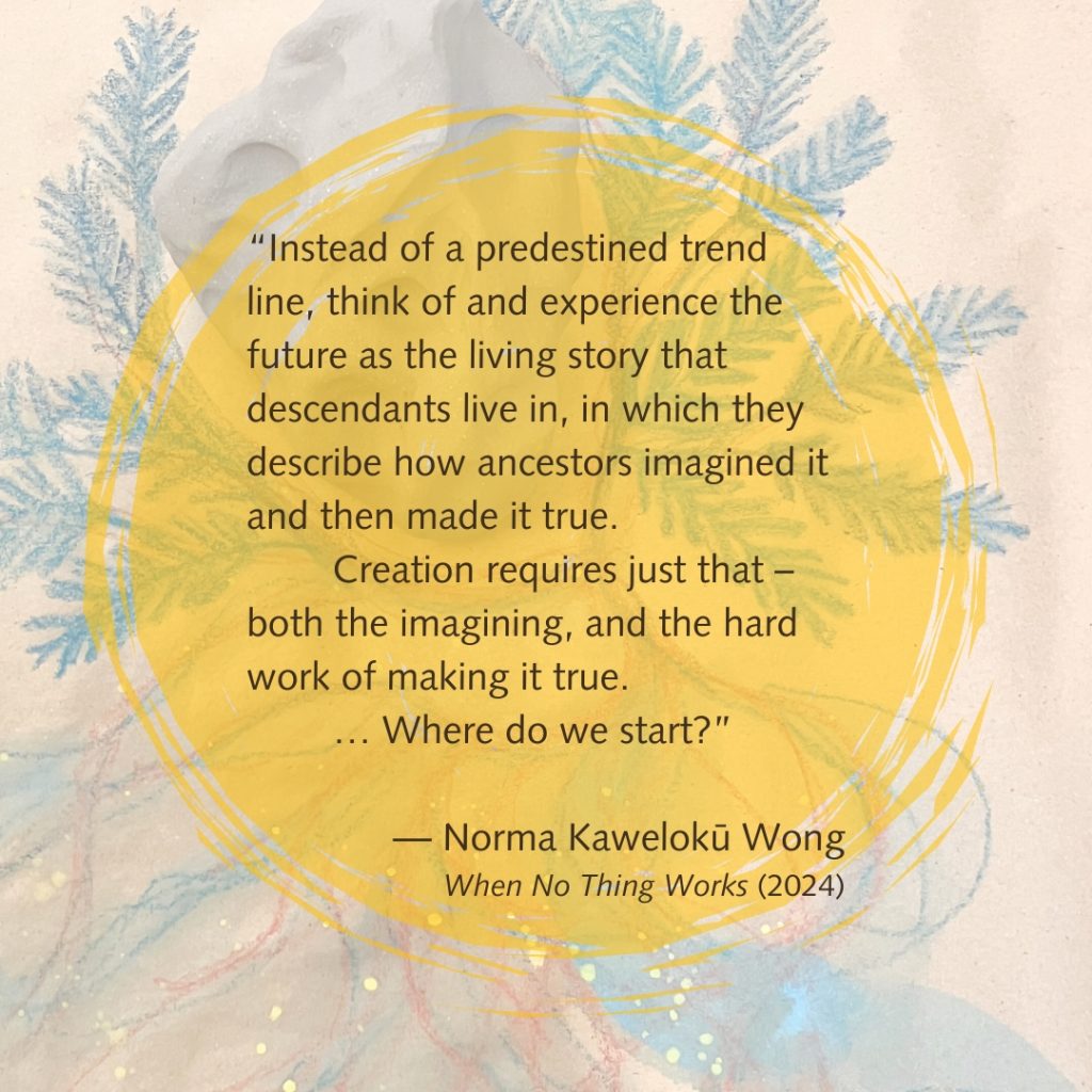 Quote by Norma Kaweloku Wong Roshi, as stated in the post text, on a decorative background.