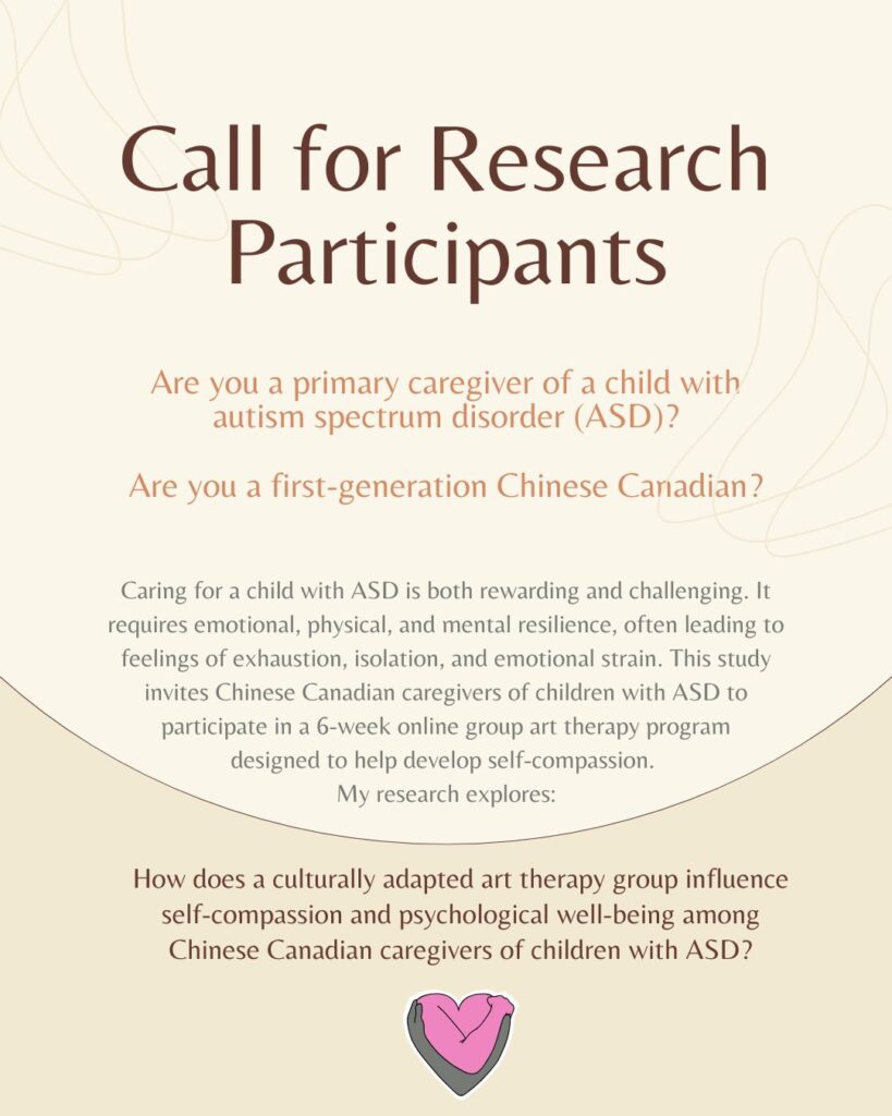 Art therapy group for Chinese Canadian caregivers of children with ASD poster